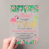 トロピカルサマービーチルアウ（ハワイ式宴会）ガールズ2nd誕生日 アクリル招待状 (インサイチュ (ポータブル))