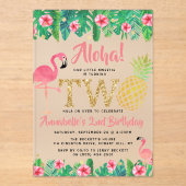 トロピカルサマービーチルアウ(ハワイ式宴会)ガールズ2nd誕生日 アクリル招待状 (正面)