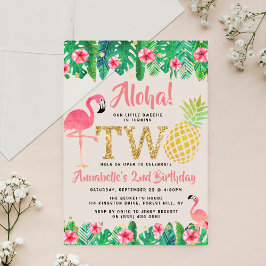 トロピカルサマービーチルアウ（ハワイ式宴会）ガールズ2nd誕生日 アクリル招待状