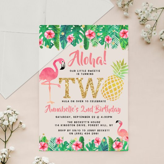 トロピカルサマービーチルアウ(ハワイ式宴会)ガールズ2nd誕生日 アクリル招待状