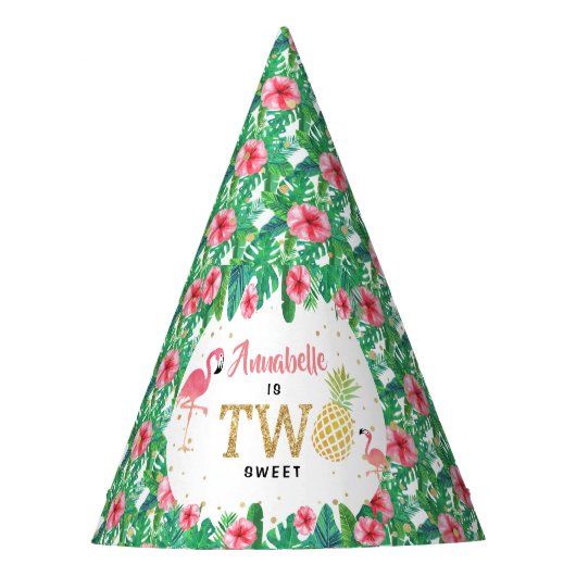 トロピカルサマービーチルアウ(ハワイ式宴会)ガールズ2nd誕生日 パーティーハット (正面)