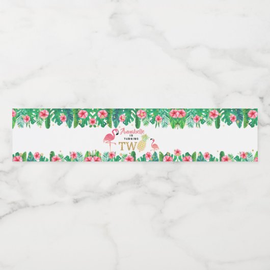 トロピカルサマービーチルアウ（ハワイ式宴会）ガールズ2nd誕生日 ペットボトルラベル (シングルラベル)