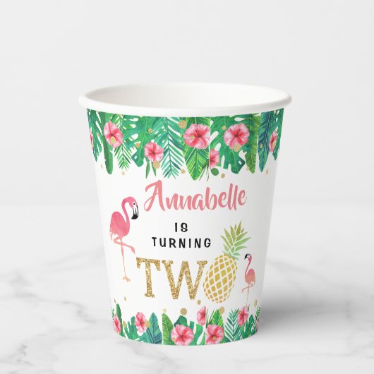 トロピカルサマービーチルアウ(ハワイ式宴会)ガールズ2nd誕生日 紙コップ (正面)
