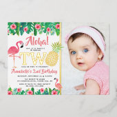 トロピカルサマービーチルアウ(ハワイ式宴会)ガール2ndバースデーフォト 箔招待状 (正面)