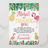 トロピカルサマービーチルアウ（ハワイ式宴会）ベビーシャワーありがとう 箔招待状 (正面)