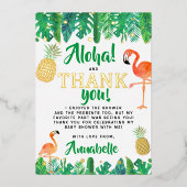 トロピカルサマービーチルアウ（ハワイ式宴会）ベビーシャワーありがとう 箔招待状 (正面)