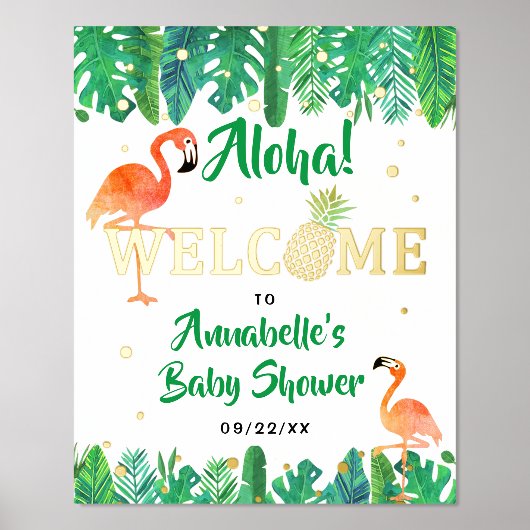 トロピカルサマービーチルアウ（ハワイ式宴会）ボーイズベビーシャワー実在 箔ポスター (正面)