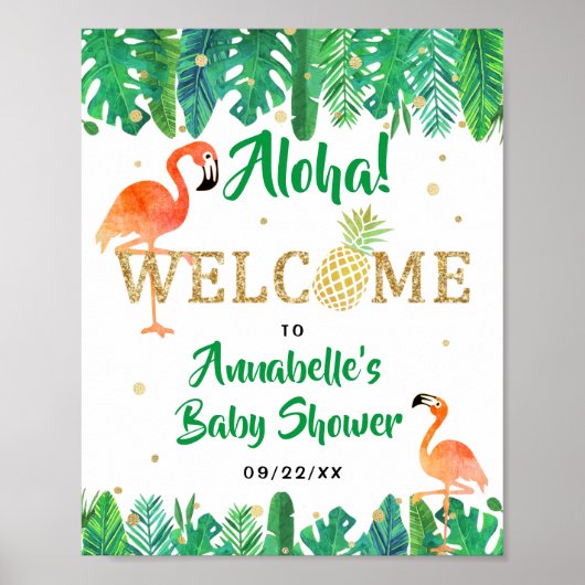 トロピカルサマービーチルアウ（ハワイ式宴会）ボーイズベビーシャワー ポスター (正面)