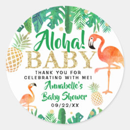 トロピカルサマービーチルアウ（ハワイ式宴会）ボーイズベビーシャワー ラウンドシール