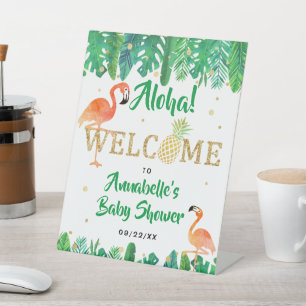 トロピカルサマービーチルアウ（ハワイ式宴会）ボーイズベビーシャワー 台座サイン