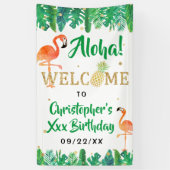 トロピカルサマービーチルアウ(ハワイ式宴会)ボーイズ誕生日歓迎 横断幕 (縦)