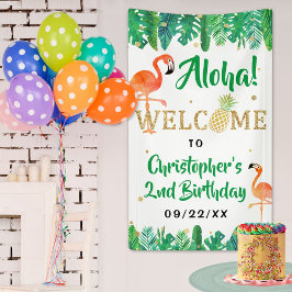 トロピカルサマービーチルアウ(ハワイ式宴会)ボーイズ誕生日歓迎 横断幕