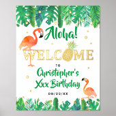 トロピカルサマービーチルアウ(ハワイ式宴会)ボーイズ誕生日歓迎 箔ポスター (正面)