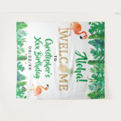 トロピカルサマービーチルアウ（ハワイ式宴会）ボーイズ誕生日 タペストリー (正面(横))