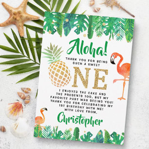 トロピカルサマービーチルアウ（ハワイ式宴会）ボーイズ1st誕生日 サンキューカード