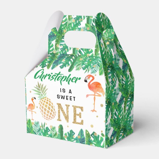 トロピカルサマービーチルアウ（ハワイ式宴会）ボーイズ1st誕生日 フェイバーボックス (正面サイド)