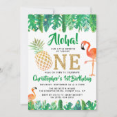 トロピカルサマービーチルアウ(ハワイ式宴会)ボーイズ1st誕生日 招待状 (正面)