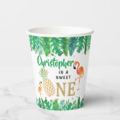 トロピカルサマービーチルアウ（ハワイ式宴会）ボーイズ1st誕生日 紙コップ (裏面)