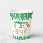 トロピカルサマービーチルアウ（ハワイ式宴会）ボーイズ1st誕生日 紙コップ (正面)