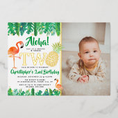 トロピカルサマービーチルアウ(ハワイ式宴会)ボーイズ2ndバースデーフォト 箔招待状 (正面)