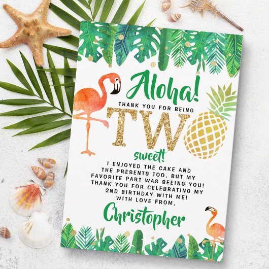 トロピカルサマービーチルアウ（ハワイ式宴会）ボーイズ2nd誕生日 サンキューカード