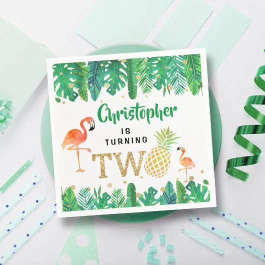 トロピカルサマービーチルアウ(ハワイ式宴会)ボーイズ2nd誕生日 スタンダードカクテルナプキン