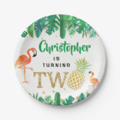 トロピカルサマービーチルアウ（ハワイ式宴会）ボーイズ2nd誕生日 ペーパープレート (正面)