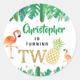 トロピカルサマービーチルアウ（ハワイ式宴会）ボーイズ2nd誕生日 ラウンドシール