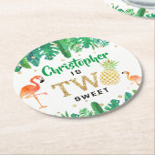 トロピカルサマービーチルアウ(ハワイ式宴会)ボーイズ2nd誕生日 ラウンドペーパーコースター (アングル)