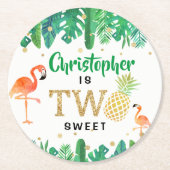 トロピカルサマービーチルアウ(ハワイ式宴会)ボーイズ2nd誕生日 ラウンドペーパーコースター (正面)