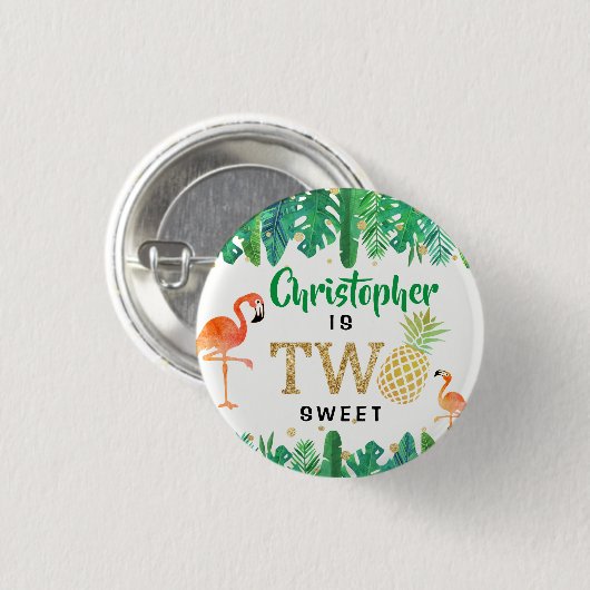 トロピカルサマービーチルアウ(ハワイ式宴会)ボーイズ2nd誕生日 缶バッジ (正面&裏面)