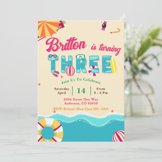 トロピカルサマービーチ第3誕生日 招待状 (スタンド正面)
