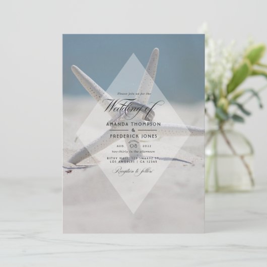 トロピカルサマービーチ結婚式フォト招待状 招待状 (スタンド正面)