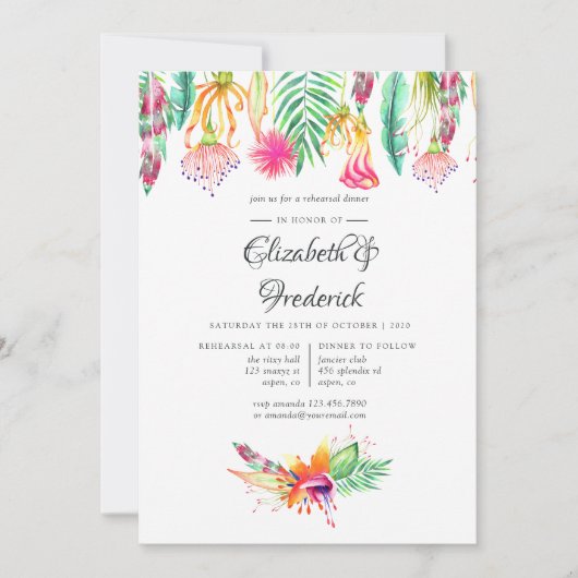 トロピカルサマービーチ結婚式リハーサルディナー 招待状 (正面)