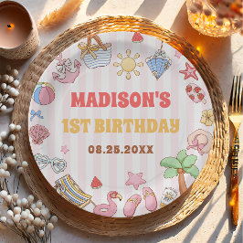 トロピカルサマービーチ誕生日パーティー ペーパープレート