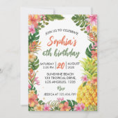 トロピカルサマーフローラファースト誕生日招待状 招待状 (正面)