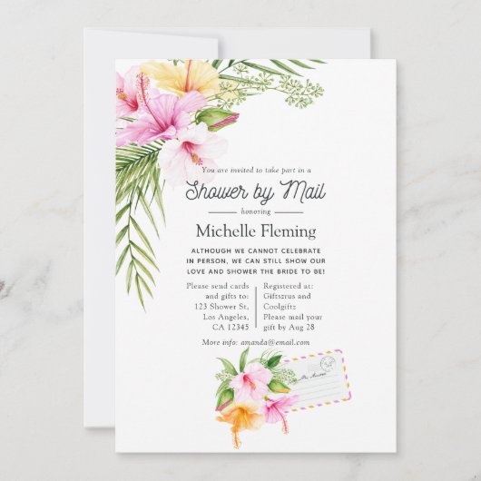 トロピカルサマーフローラブライダルシャワーバイメール 招待状 (正面)