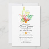 トロピカルサマーフローラワインバーチャルブライダルシャワー 招待状 (正面)