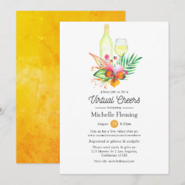 トロピカルサマーフローラワインバーチャルブライダルシャワー 招待状