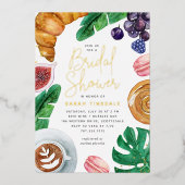 トロピカルサマーブライダルシャワーブランチ金ゴールド 箔招待状 (正面)