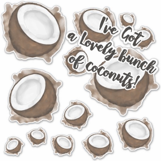 トロピカルサマーブラウンホワイトココナッツフルーツ引用文 シール (正面)