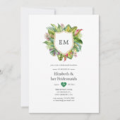 トロピカルサマーブリデスメイドランチョンモノグラム 招待状 (正面)