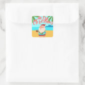 トロピカルサマーメリークリスマスビーチサンタクロース スクエアシール (バッグ)