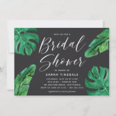 トロピカルサマーモンステラ葉ブライダルシャワー 招待状 (正面)