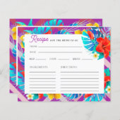 トロピカルサマー明るい赤紫色ブライダルシャワーレシピカード (正面/裏面)