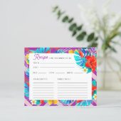 トロピカルサマー明るい赤紫色ブライダルシャワーレシピカード (スタンド正面)