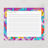 トロピカルサマー明るい赤紫色ブライダルシャワーレシピカード (裏面)