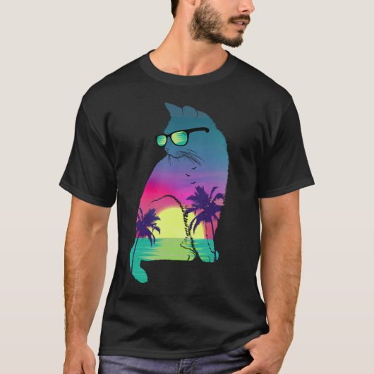 トロピカルサマー猫 Tシャツ (正面)