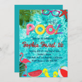 トロピカルサマー誕生日プールパーティー 招待状 (正面/裏面)