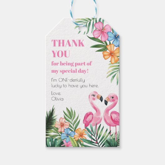 トロピカルサマー1stフラミンゴオネダーランド誕生日 ギフトタグ (正面)